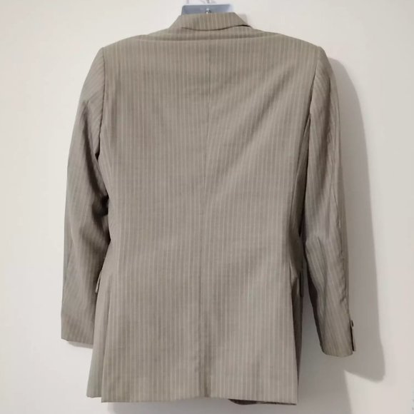 Zara Man 100% Wool Blazer Striped Beige Size 40 EU (Medium) Neutral Elegant - Picture 2 of 10